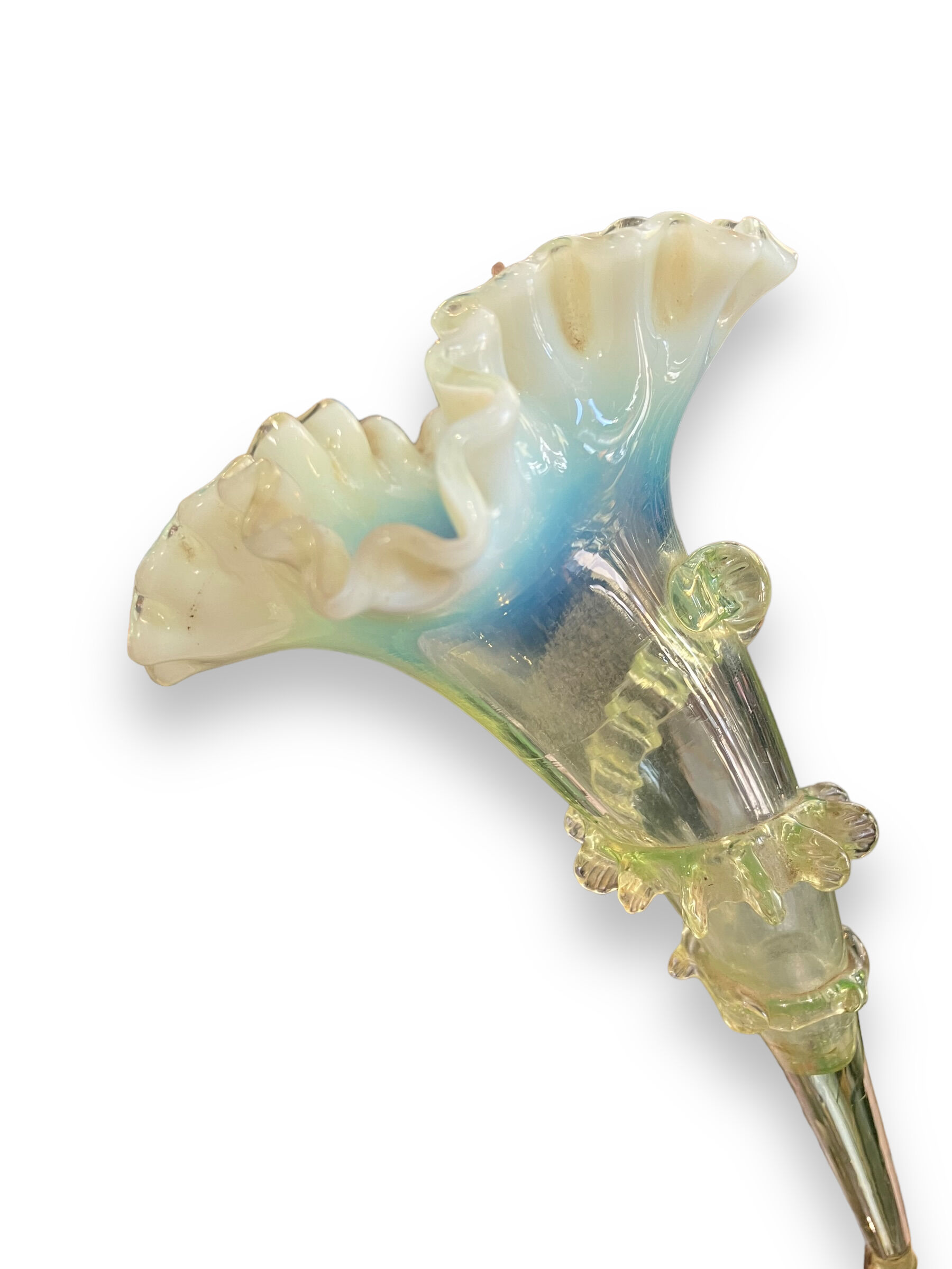 Tulip tree centerpiece in opalescent glass and bronze nineteenth