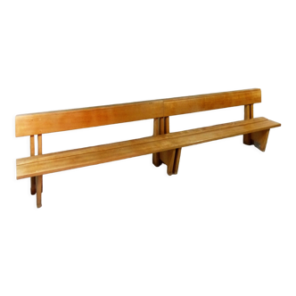 Banc en bois de hêtre massif moderniste des années 1960