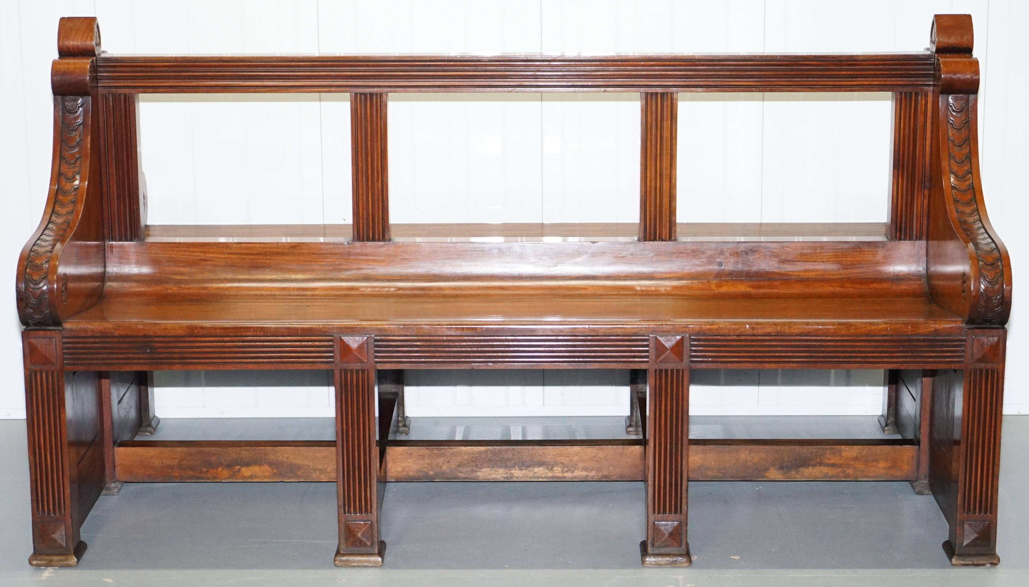 Victorian Double-Faced Carved Walnut Gallery Bench