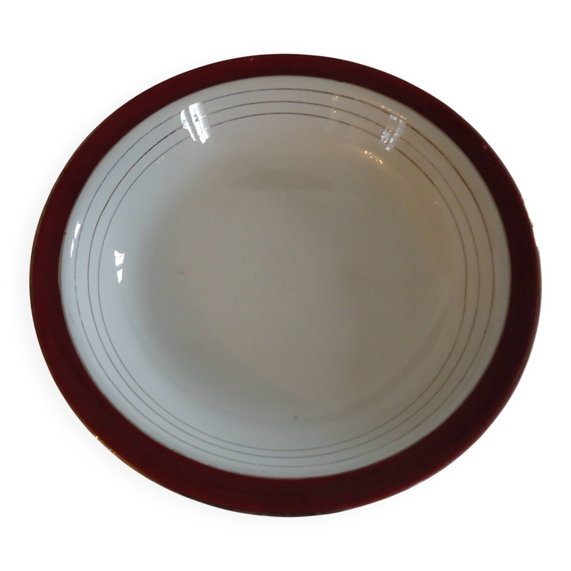 Round, hollow, opaque porcelain serving dish by digoin sarreguemines pasteur
