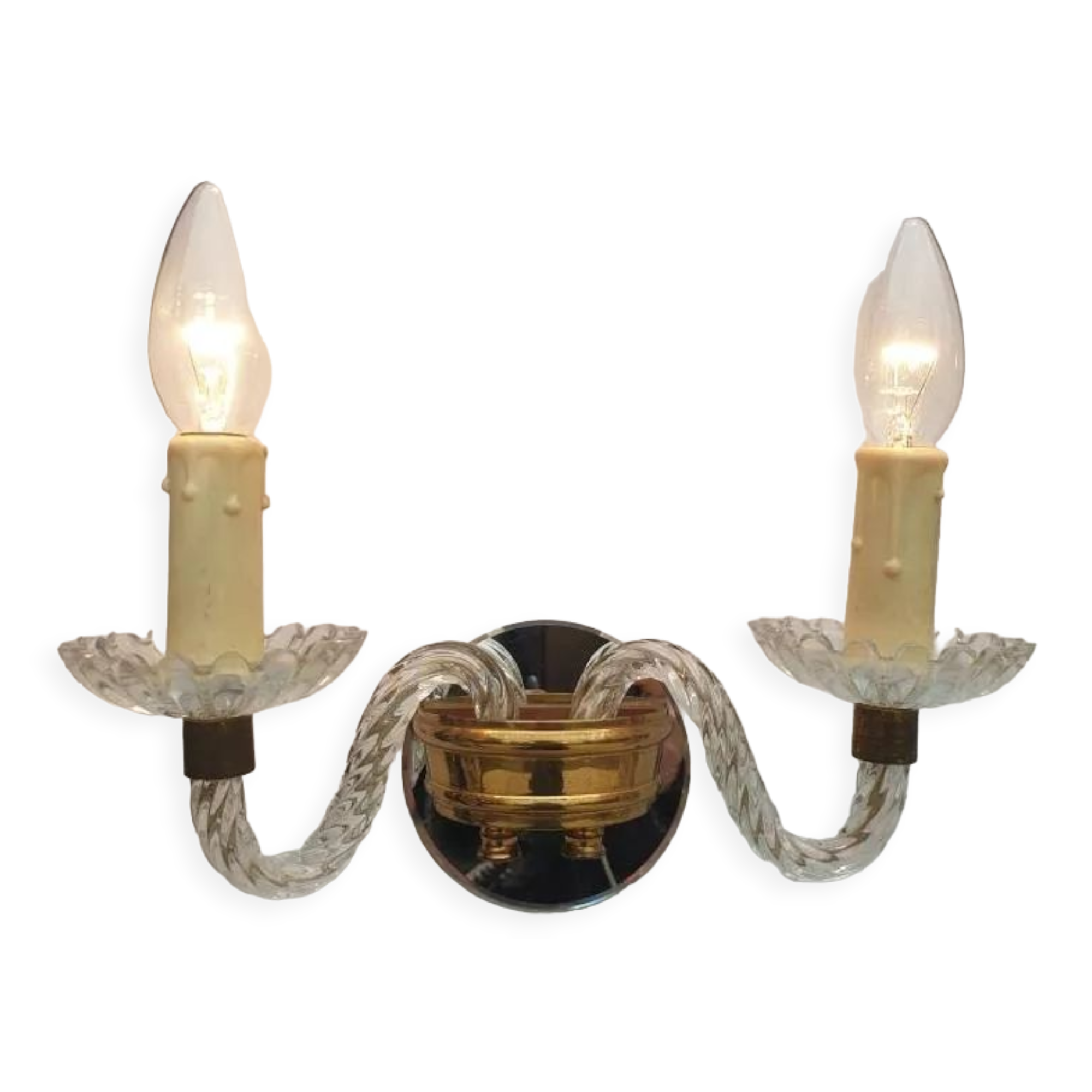 Applique 2 bras verre Murano vintage 1950