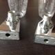 Pair of vintage 1970s-80s glass and chrome wall lights with teardrop shapes