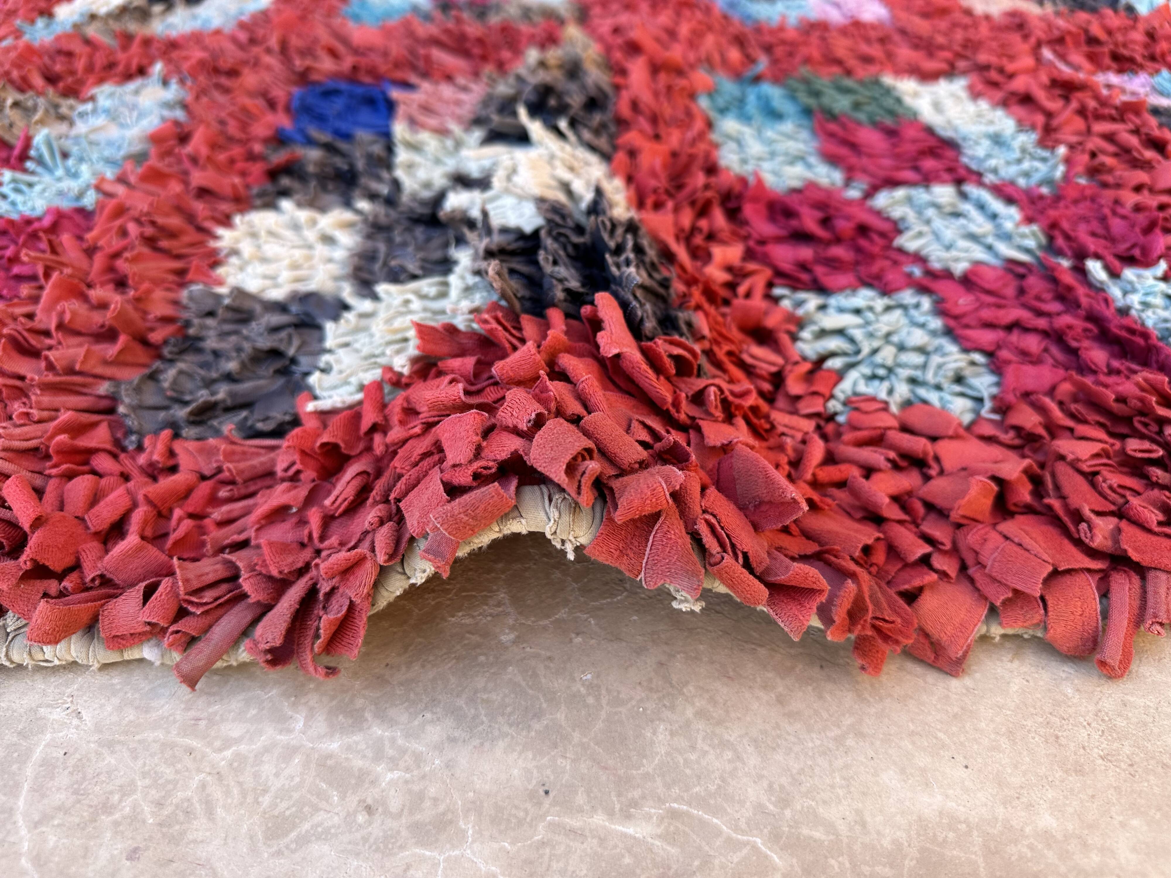 Colorful Boucherouite Moroccan rug - 93 x 245 cm