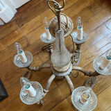 Lustre with patina, pendants and candle holders
