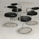 4 chairs tubular steel, imitation black leather, Italy, circa 1970
