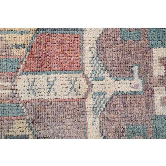 Vintage Turkish Oushak Handmade Wool Cotton Pink Runner Rug 97x323