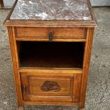 Art Deco period bedside table in carved wood and marble