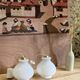 Pair of vintage white glass pendant lamp in the shape of a vintage globe