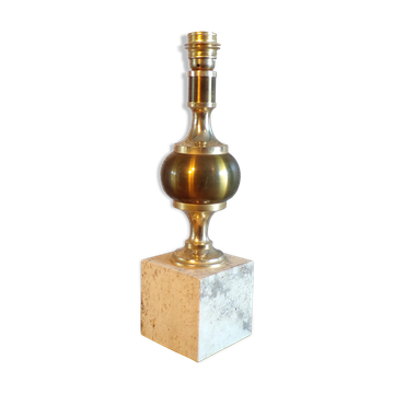 Travertine lamp foot and brass
