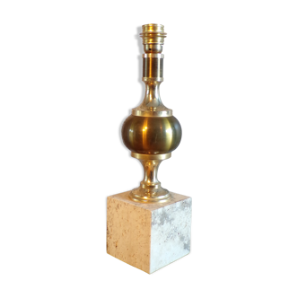 Travertine lamp foot and brass