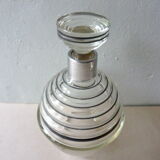 Carafe Art Deco en verre et métal argenté