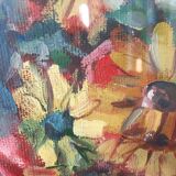 Painting on canvas bouquet of flowers in a vase.