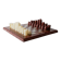 Vintage marble chess set from the 1960s, cream, burgundy and gold board with metal inlay, stone pieces.