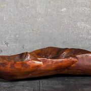 Coupe feuille en bois massif sculptée XXL ancienne