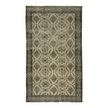 One-of-a-kind turkish handwoven vintage rug - rustic vintage charm 265x 166