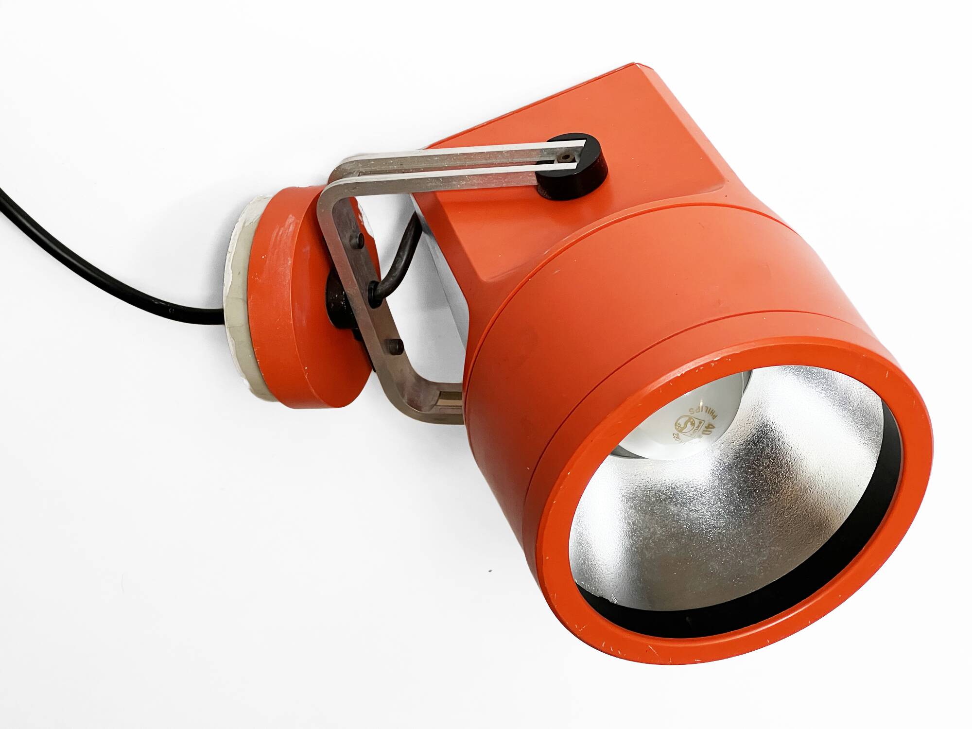 Orange spotlight "Unispot" by Bent Boysen for Louis Poulsen. Denmark 1970s