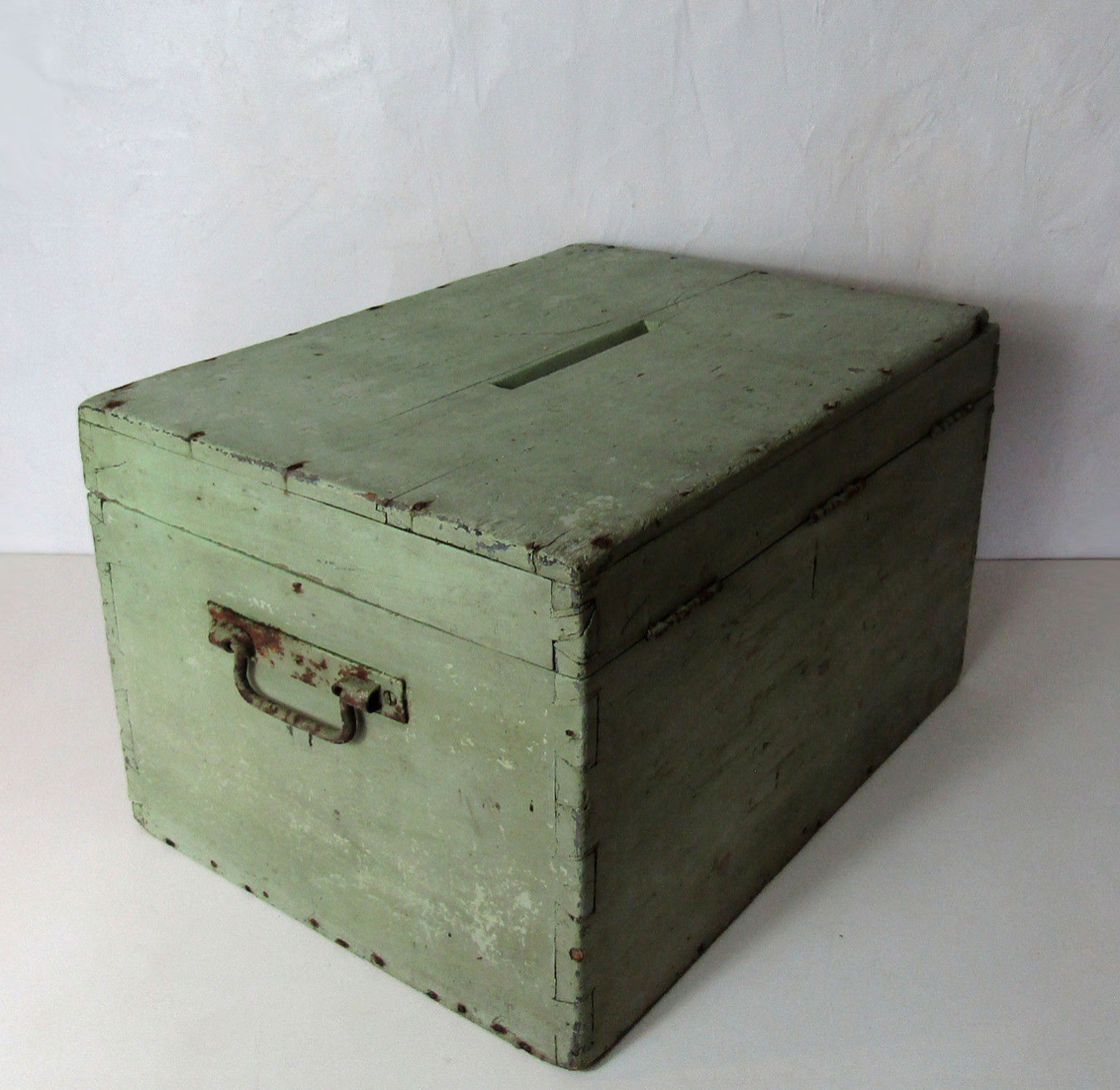 Wooden box voting urn green almond