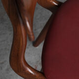 Set of 4 dining chairs in teak and burgundy by Louis van Teeffelen, The Netherlands, 1960’s