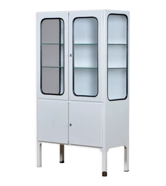 Cabinet médical en verre et fer années 1970