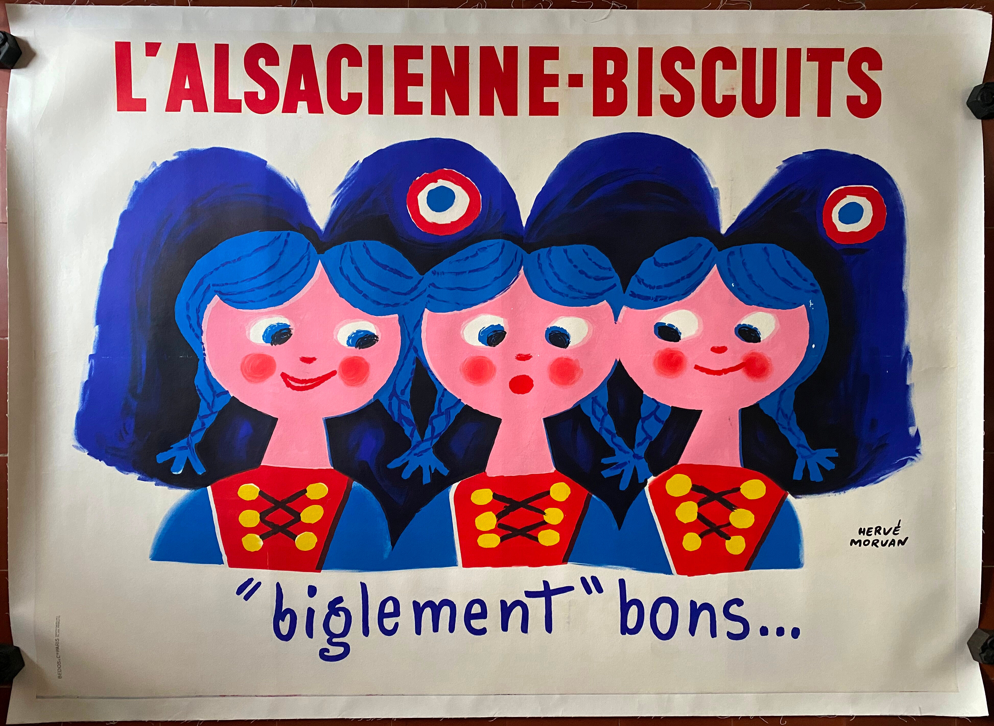 Original advertising poster "L'Alsacienne-Biscuits" Hervé Morvan 117x160cm 1963