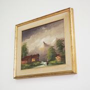 Oil painting on canvas, mountain landscape, Cakv