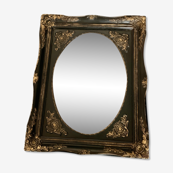 Mirror, Napoleon III style, wood, black, gold.