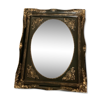 Mirror, Napoleon III style, wood, black, gold.