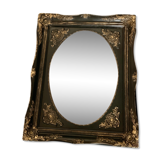 Miroir, style Napoléon III, bois, noir, doré.