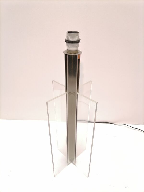 Grand lampe inox et plexiglass 1970 france
