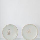 Pair of coloured ceramic table lamps in Art Nouveau style, 1918, with new shades.