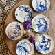 Set of 6 flat ironstone plates - Japanese Model 2 from Longwy