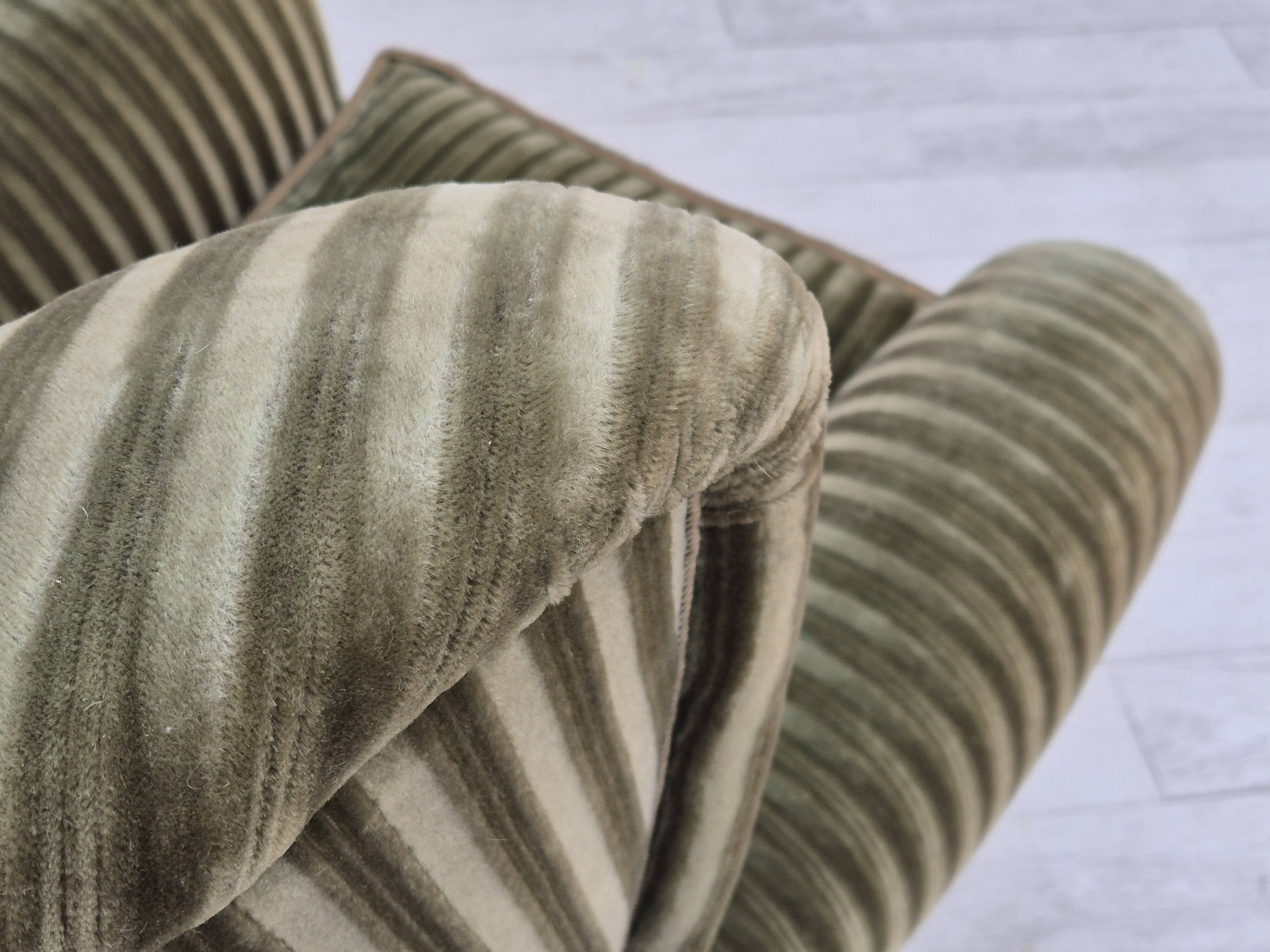 1960s, Danish highback relax armchair, original condition, green furniture velour.