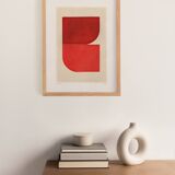 Abstract painting 30x40cm minimalist illustration red signed Eawy