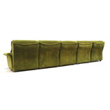 Green velvet vintage element sofa made in the 1970s