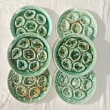 Set of 6 Niderviller oyster plates, moss décor