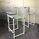 Set de 3 tabourets de comptoir modernistes italiens, acier laqué blanc 1970