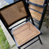 2 folding chairs in canning and wood