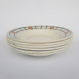 Set of 6 old St Amandinoise St Amand vintage soup plates