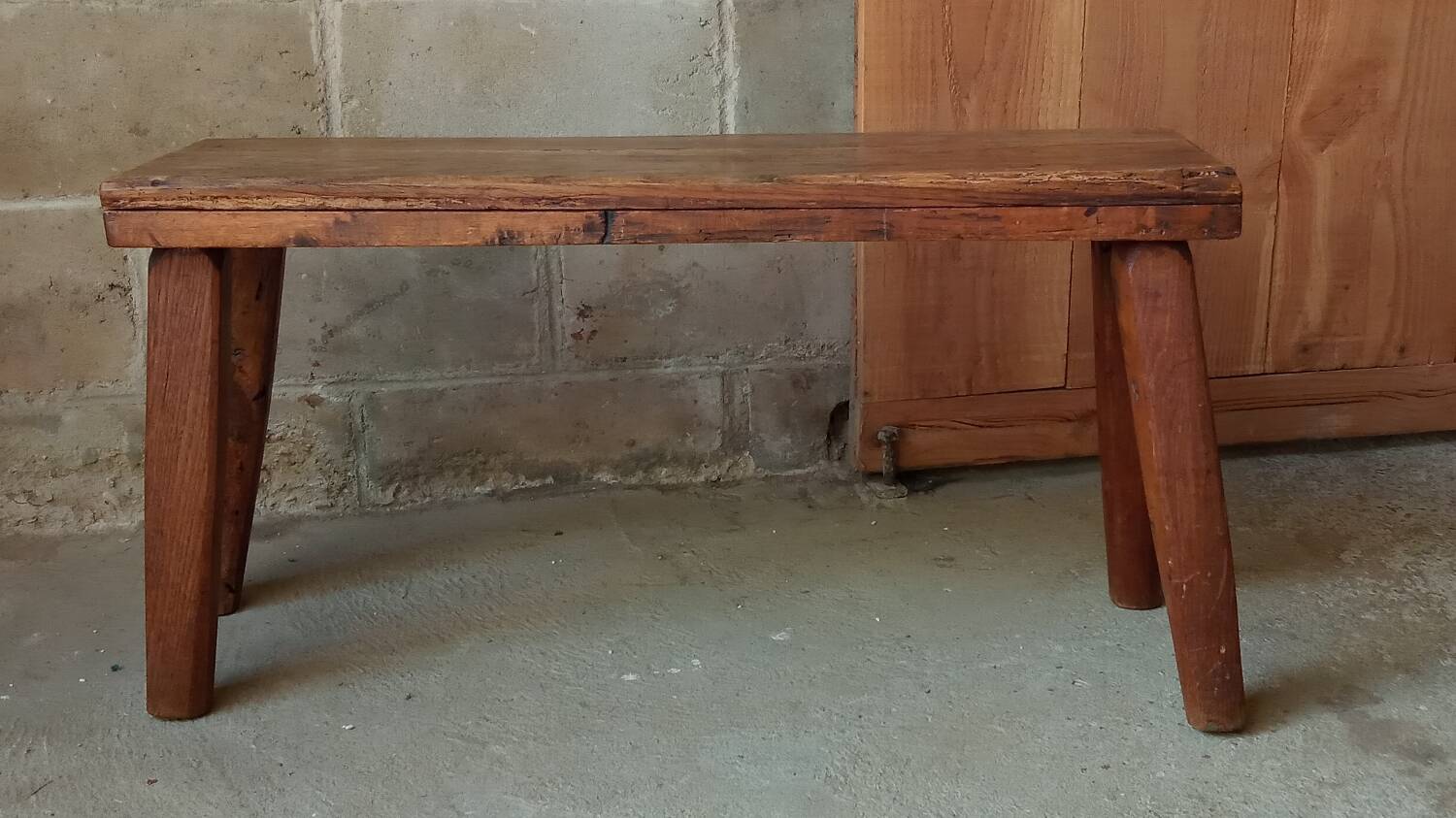 Brutalist oak bench 90 cm