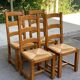 4 solid oak straw farmhouse dining chairs