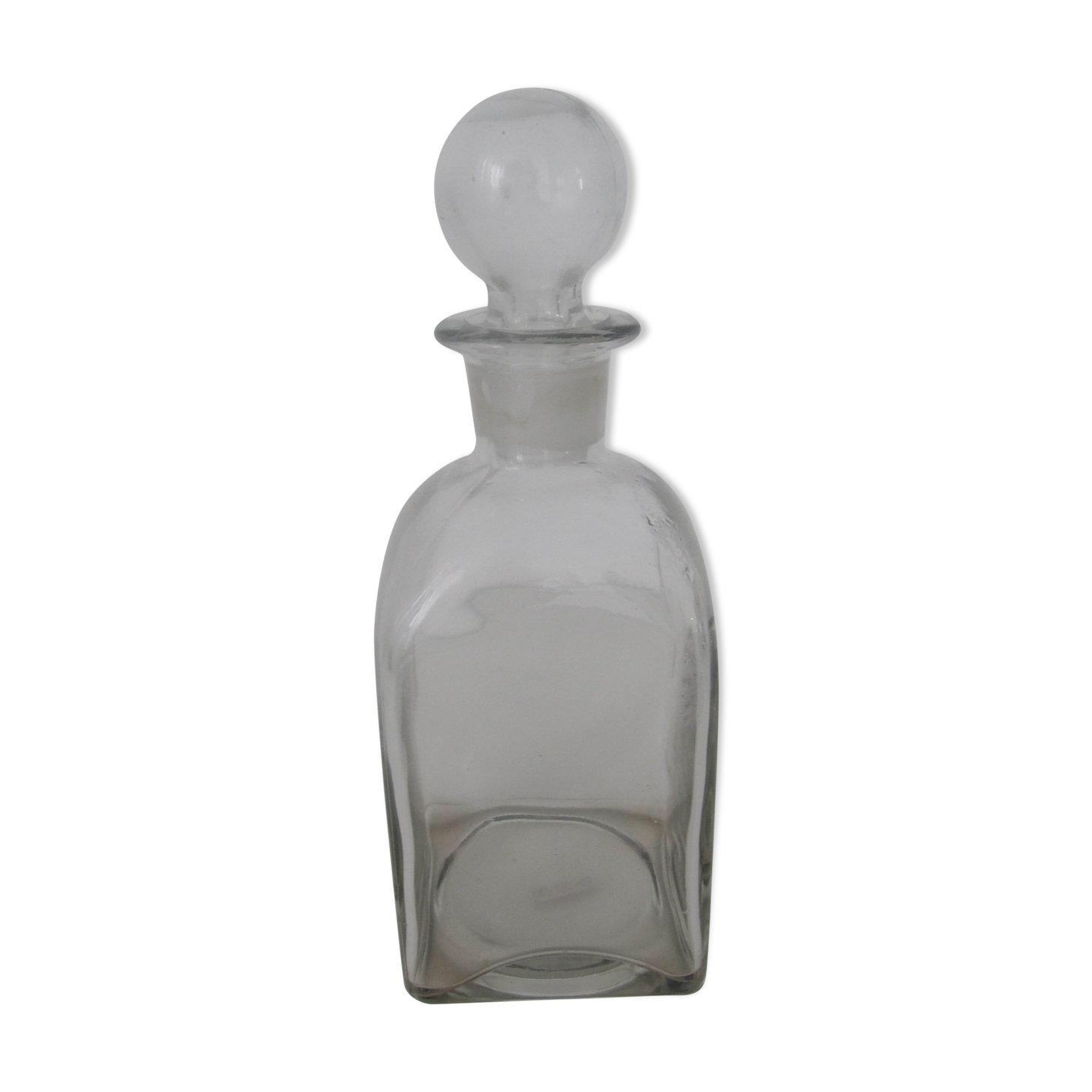 Square old carafe - white glass smooth