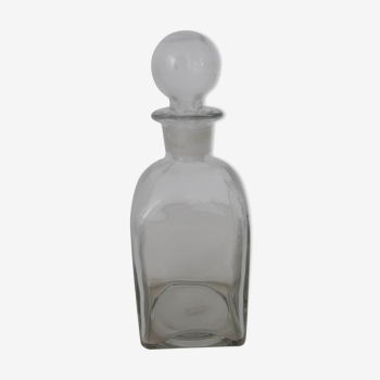 Square old carafe - white glass smooth