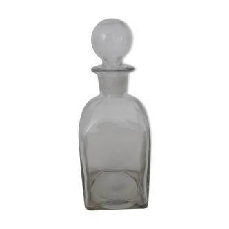 Square old carafe - white glass smooth