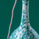 Hand-painted ceramic table lamp Royal Delft Delvert blue-green, 1970.