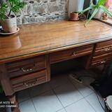 Bureau style ancien avec plaque de verre
