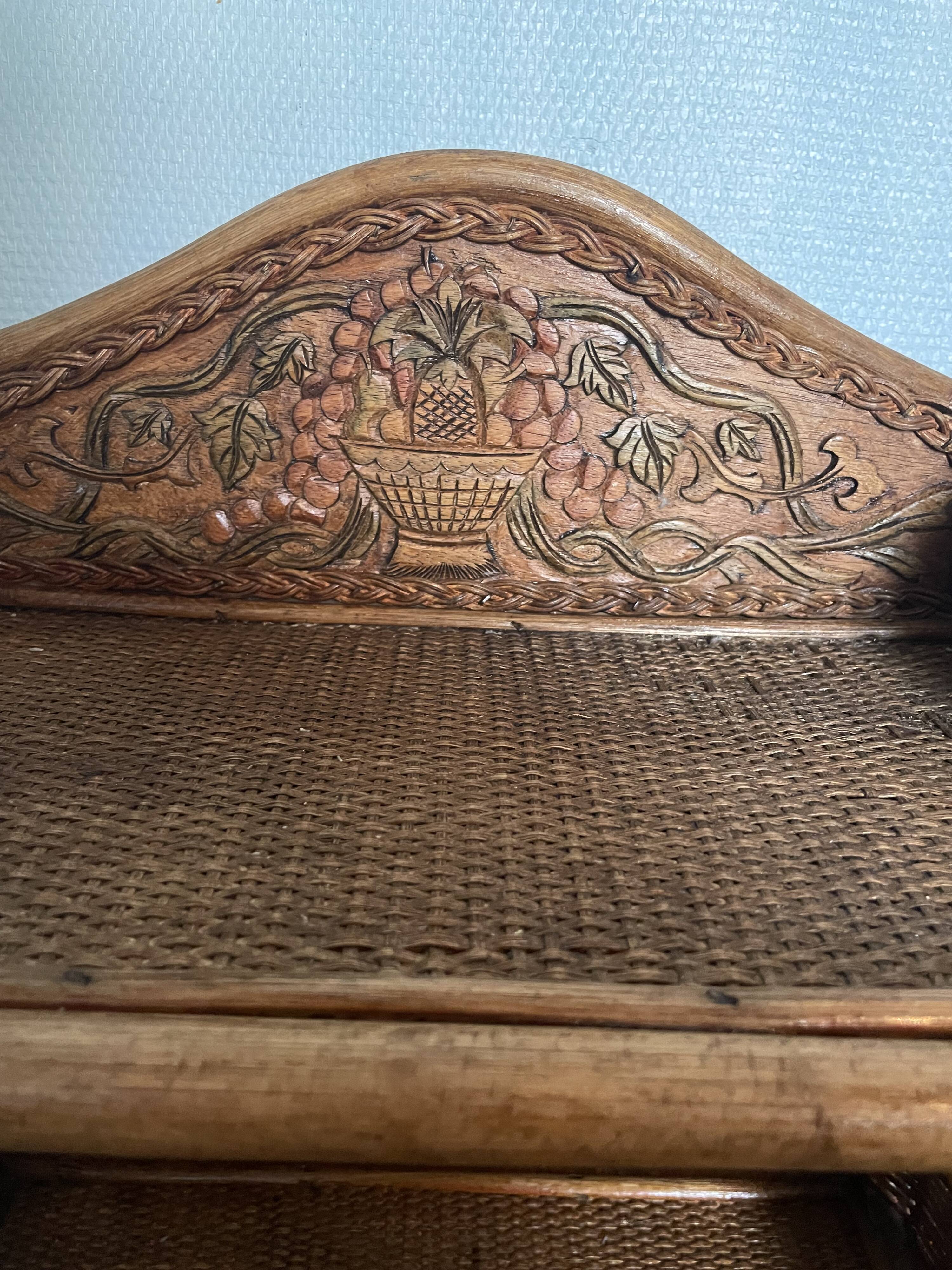 Rattan and cane shelf