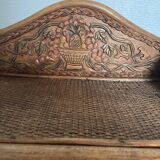 Rattan and cane shelf