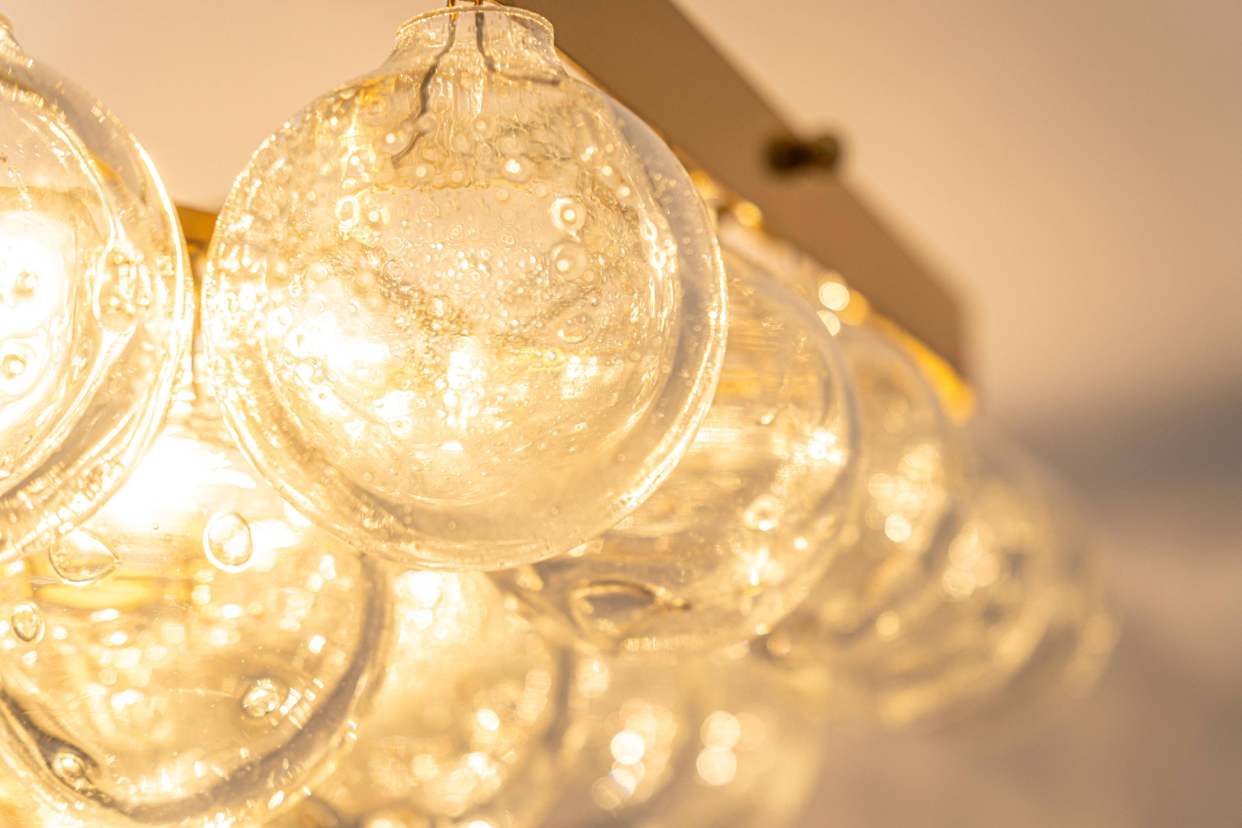 Extra-large glass Tulip chandelier by Kaiser, Germany, 1960s.