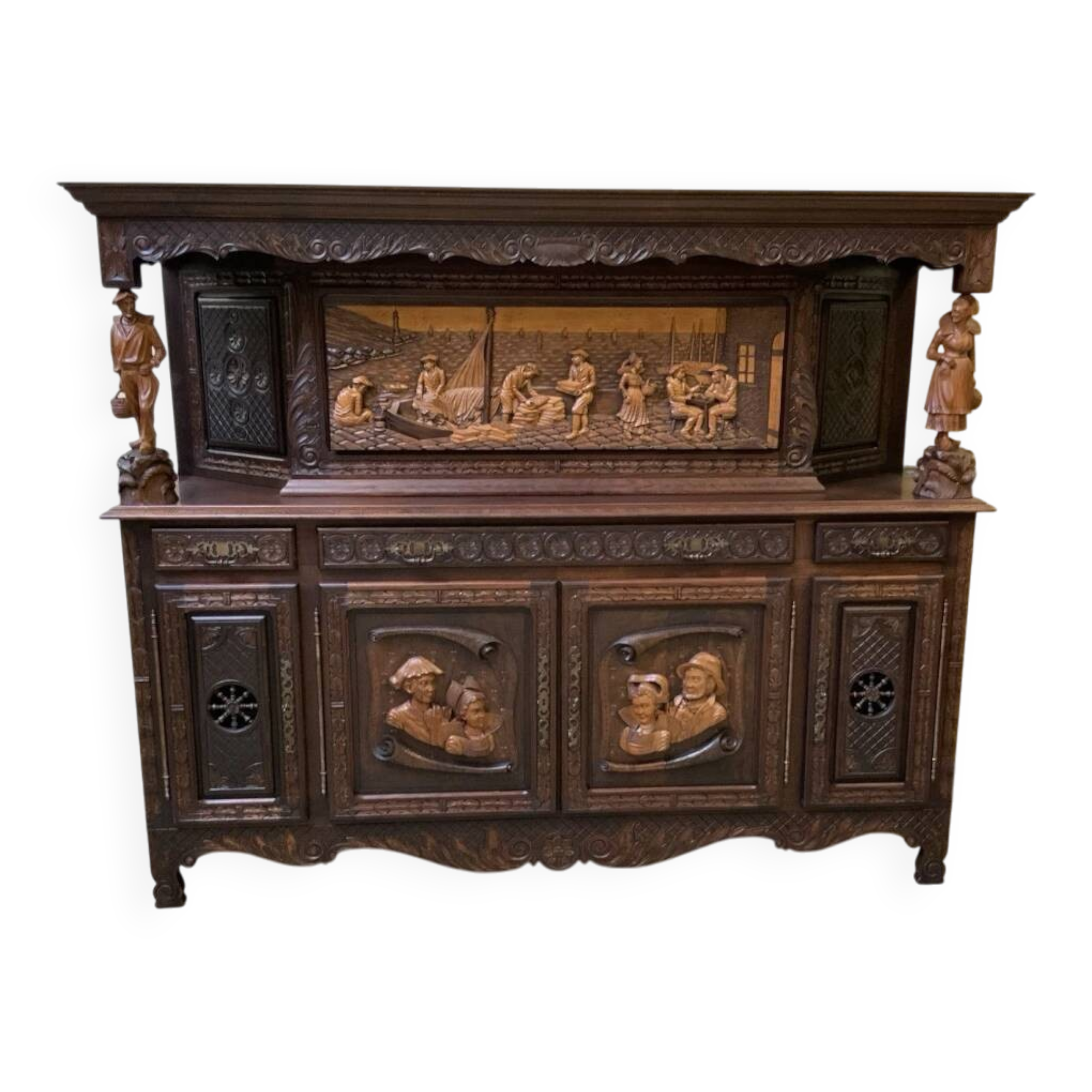 Antique monumental sideboard, credenza