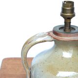 Sandstone lamp, wool lampshade, 60s